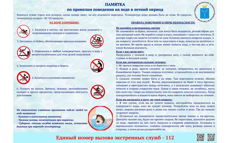 о правилах поведения на воде в летний период.